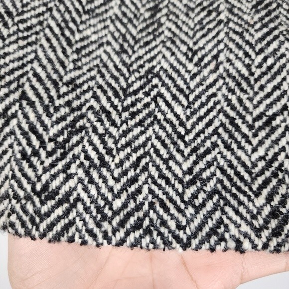 Vintage Laundry By Shelli Segal Leather Wool Pencil Skirt Black Herringbone 6 - Picture 12 of 15